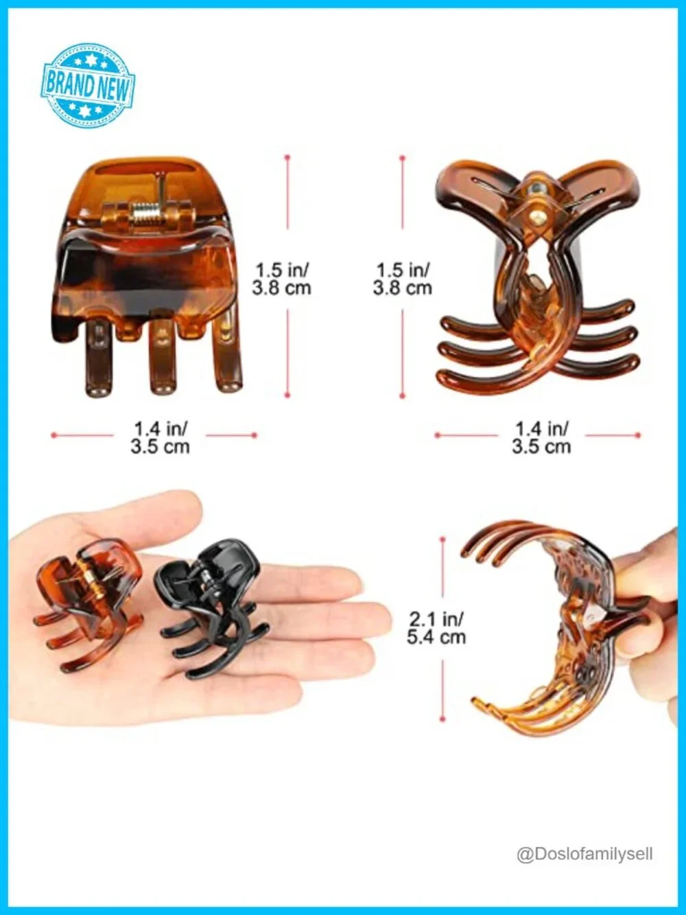 6 Acrylic Resin Hair Claw Clips for Thick Medium Hair Non-Slip